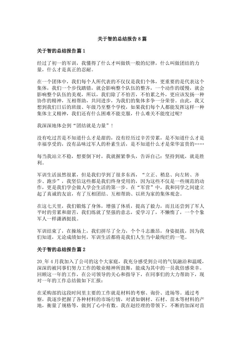 关于智的总结报告8篇