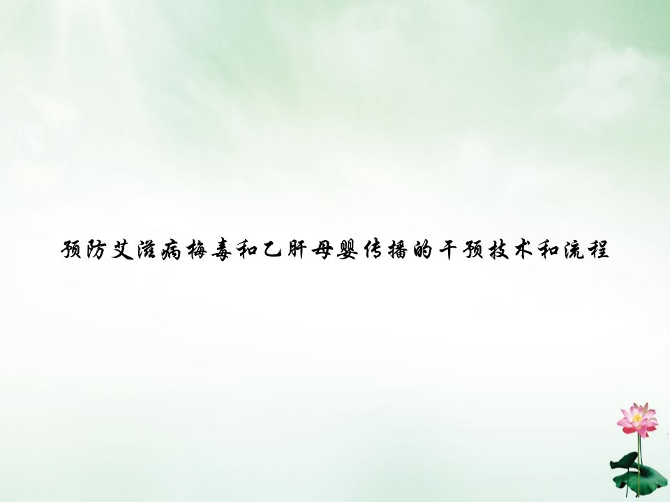 预防艾滋病梅毒和乙肝母婴传播的干预技术和流程讲课ppt课件