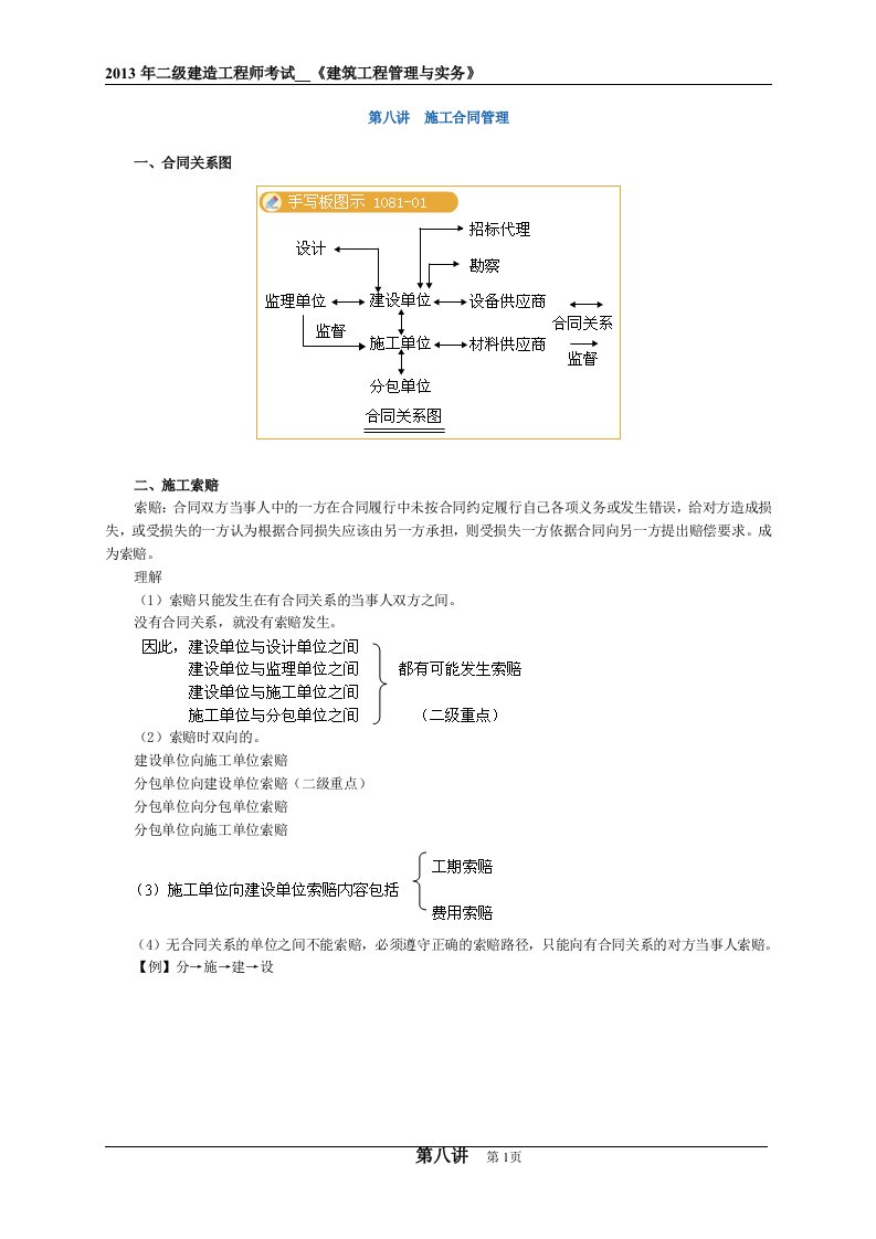 二级建造工程师考试辅导《建筑工程管理与实务》(2)