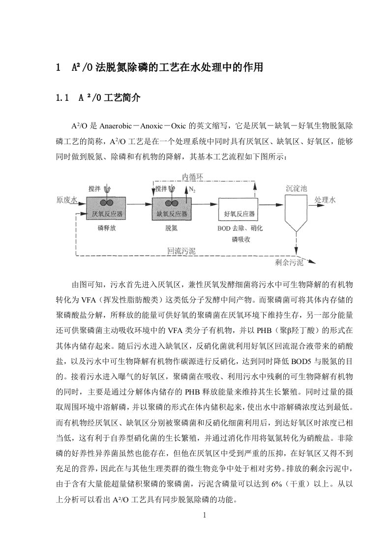 A2O工艺废水处理课程设计