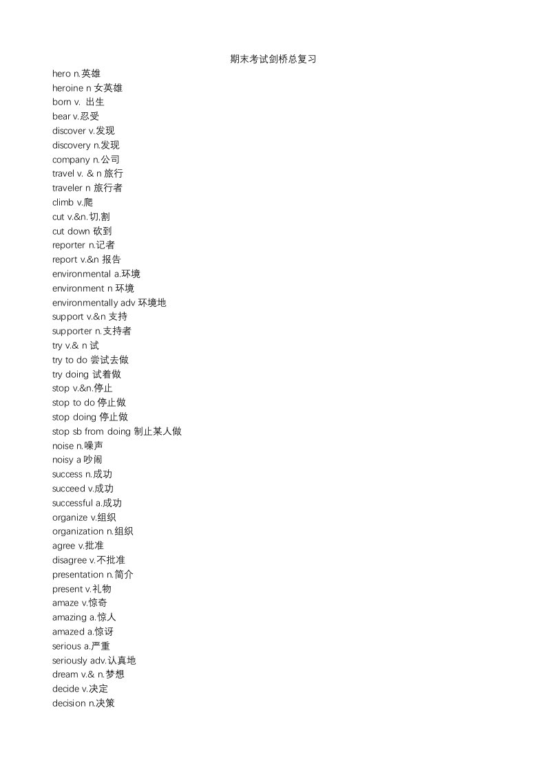 2022年度KET必背单词整理版