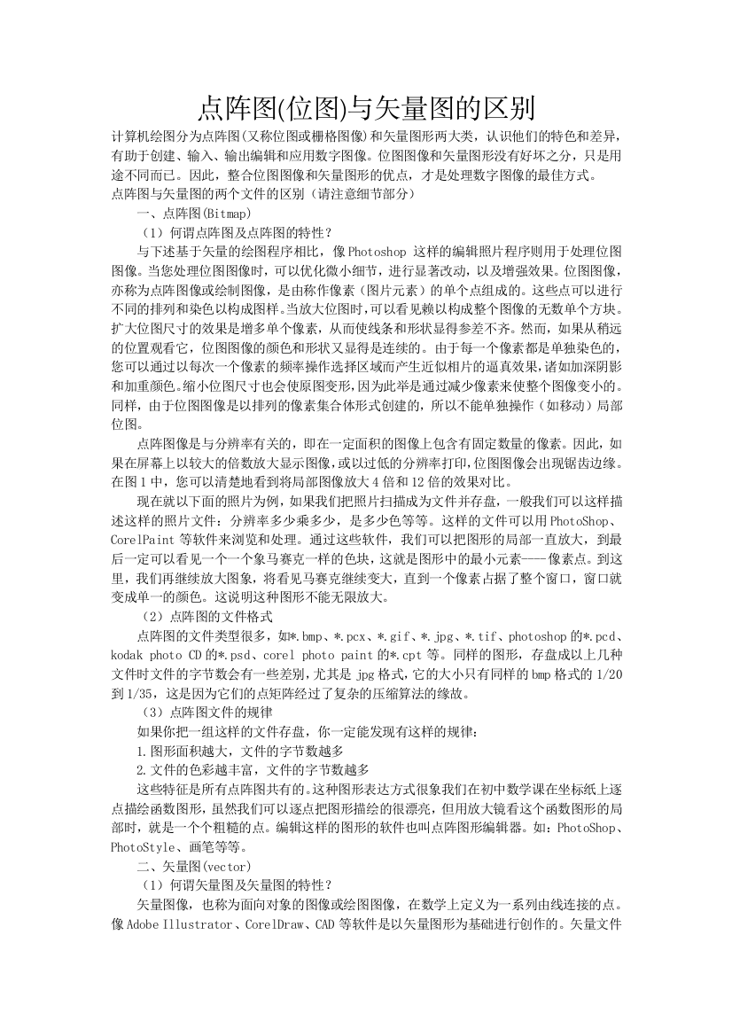 （中小学资料）点阵图与矢量图的区别