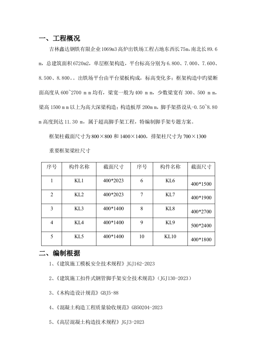 高炉除铁场脚手架施工专项方案剖析