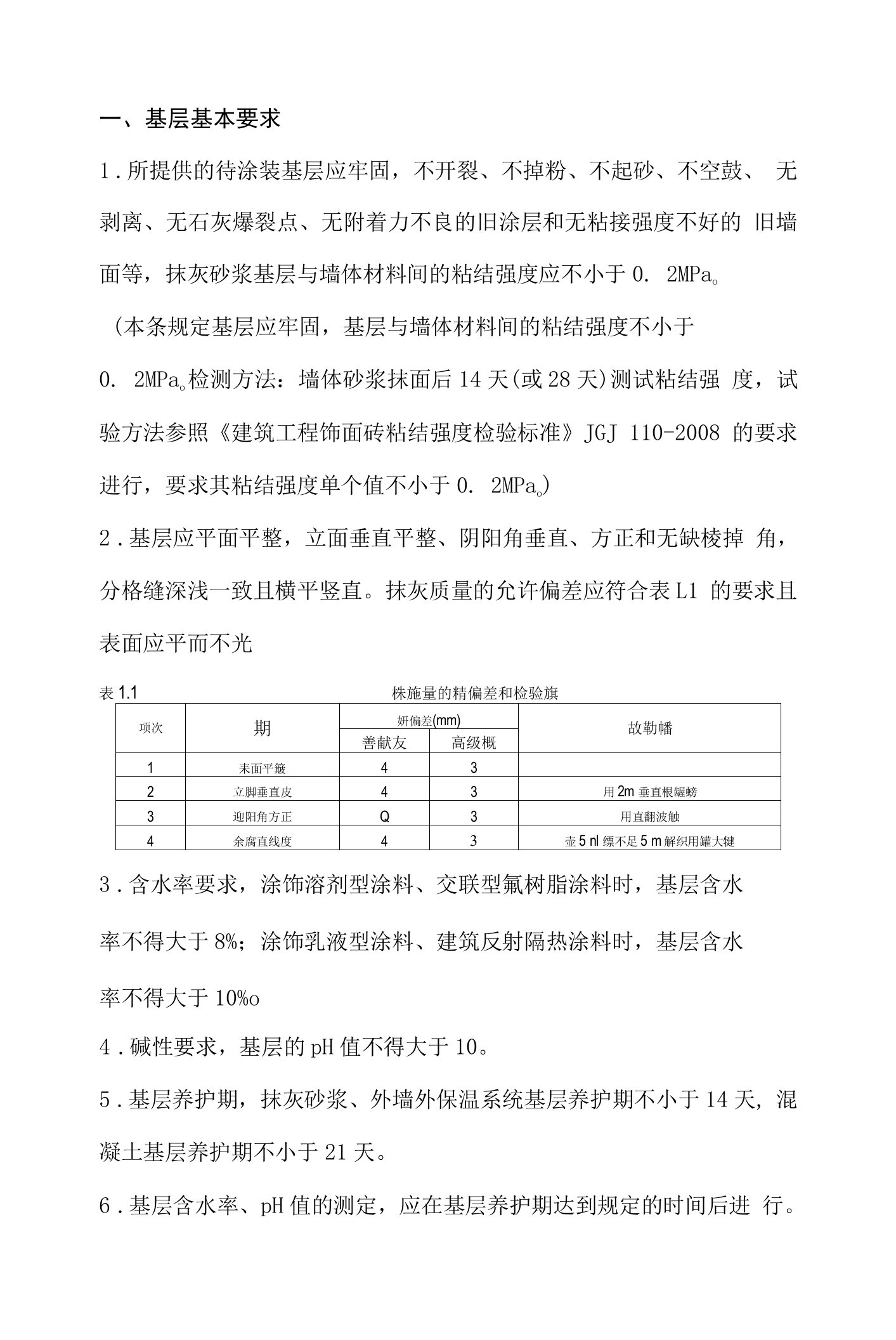 外墙涂料技术标准要求