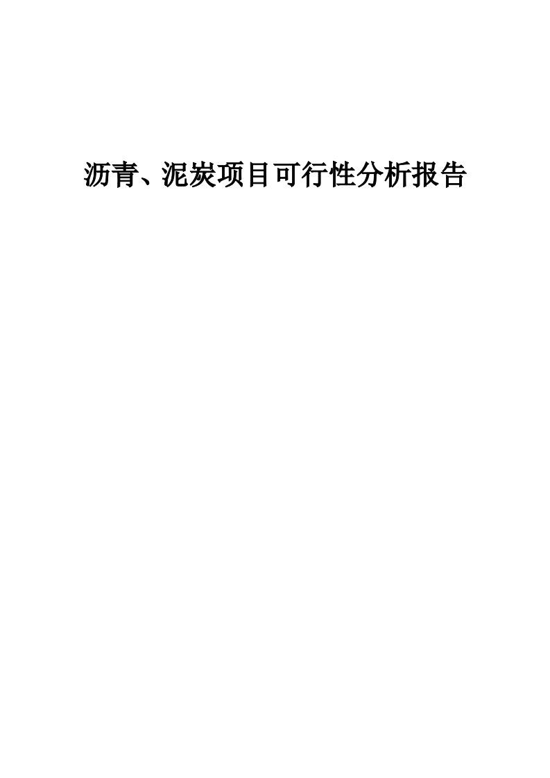 沥青、泥炭项目可行性分析报告