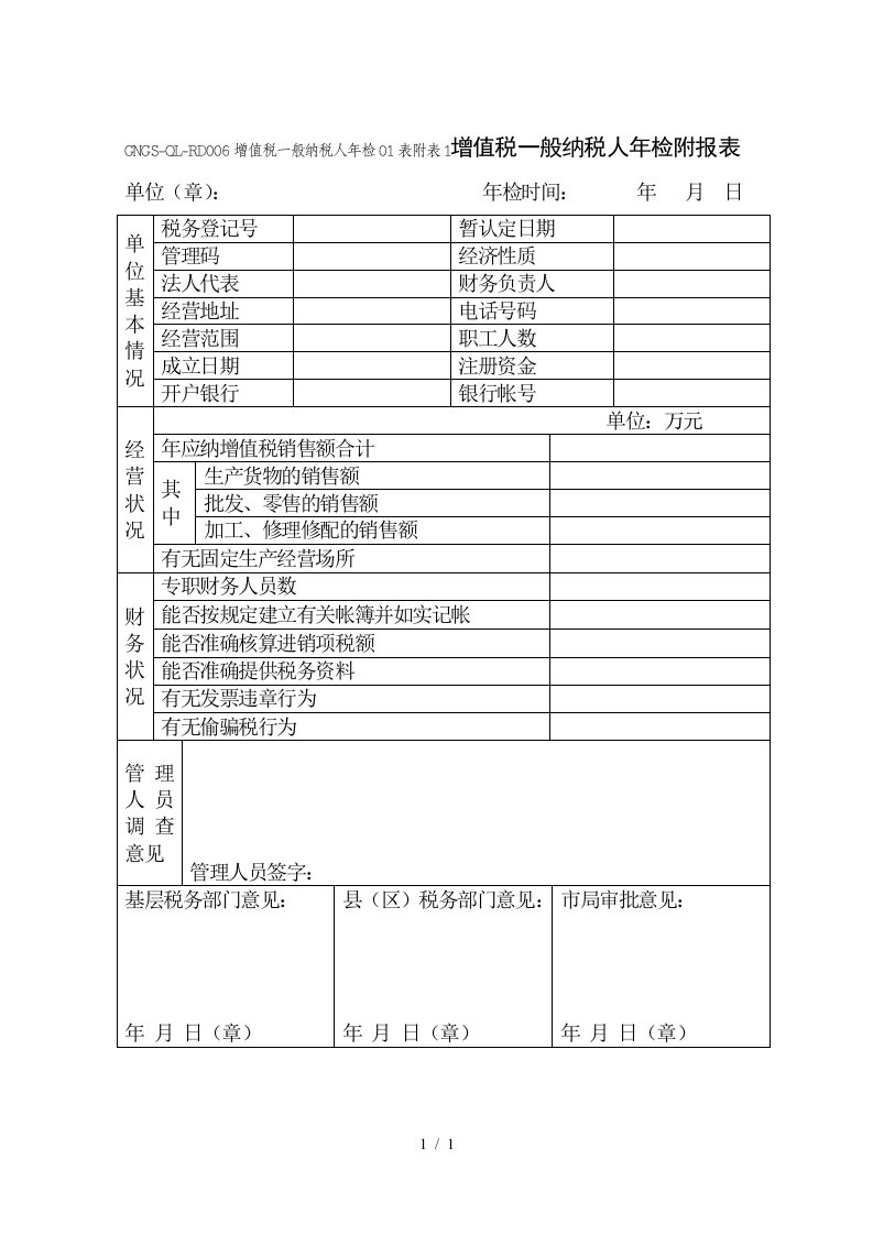 纳税营业额申报核定表11