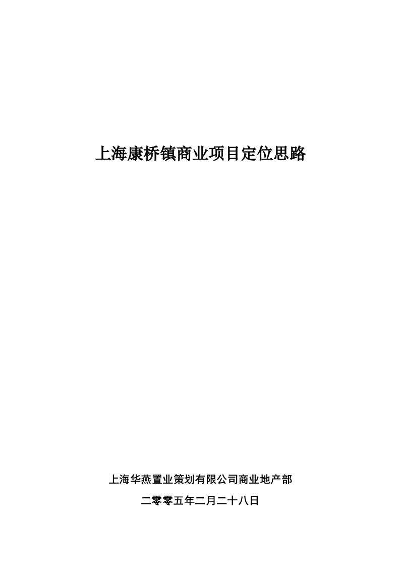 上海康桥镇商业项目定位思路