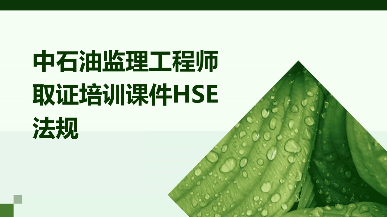 中石油监理工程师取证培训课件HSE法规