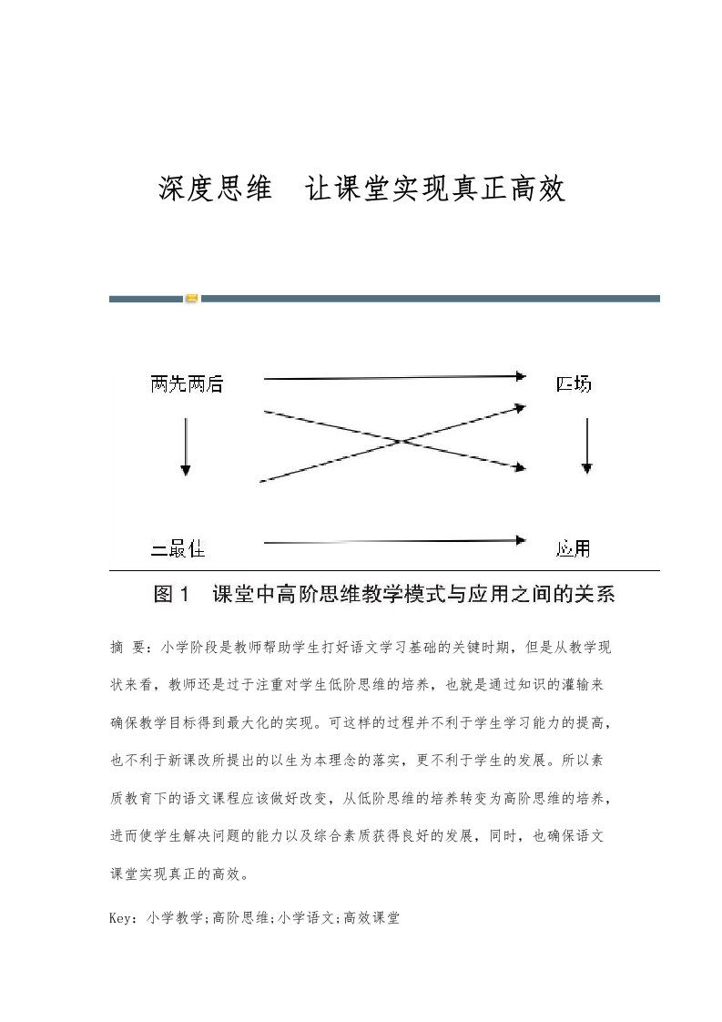 深度思维让课堂实现真正高效