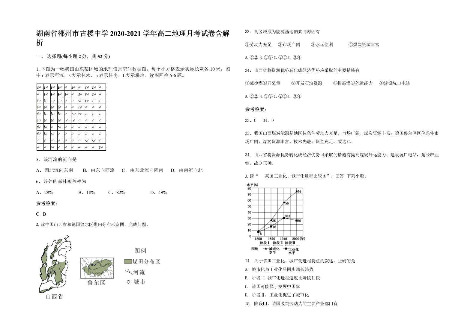 湖南省郴州市古楼中学2020-2021学年高二地理月考试卷含解析