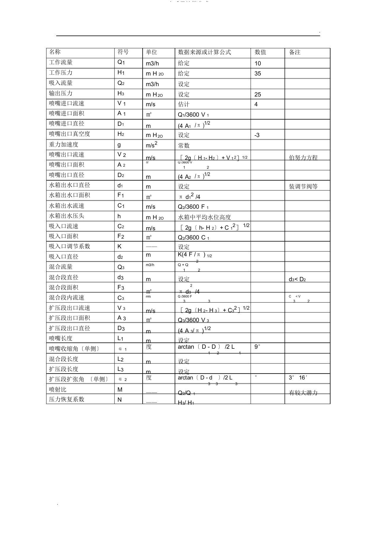 文丘里计算公式