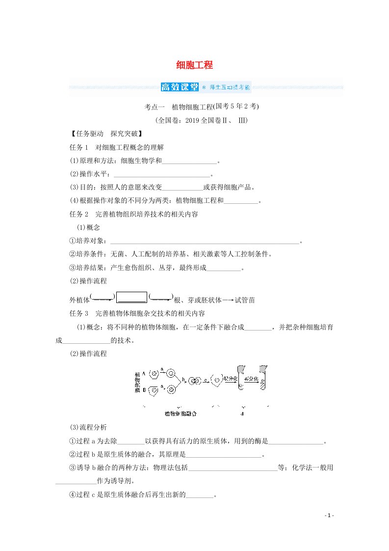 2022届高考生物一轮复习2细胞工程课堂探究练含解析新人教版选修3