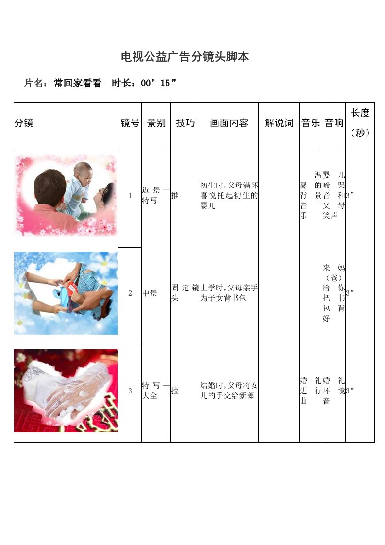 公益广告分镜头脚本-4篇实例