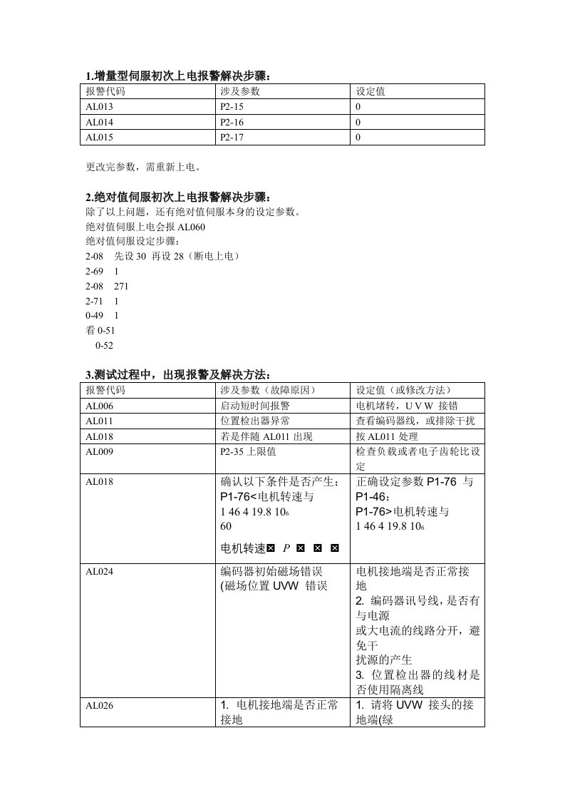 台达伺服常见故障分析与解决