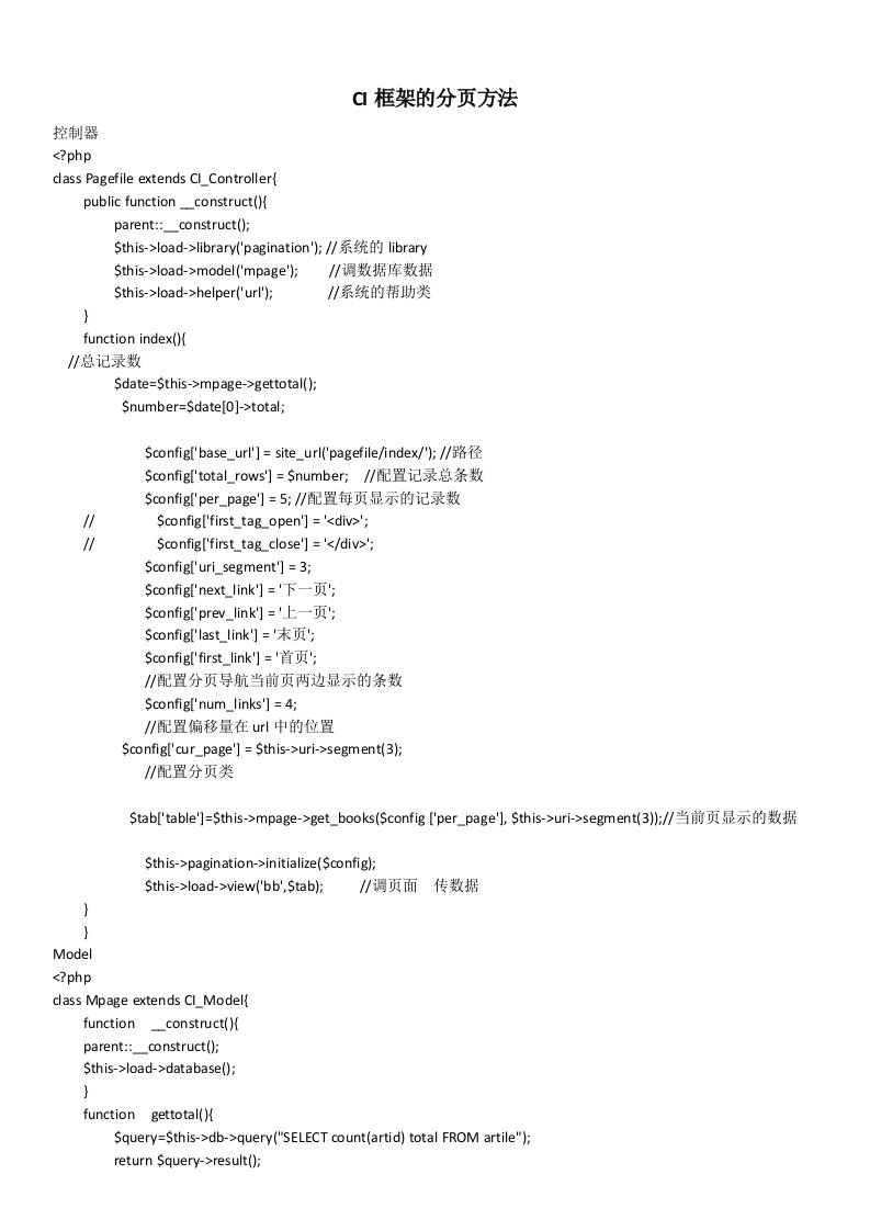 PHPCI框架分页使用