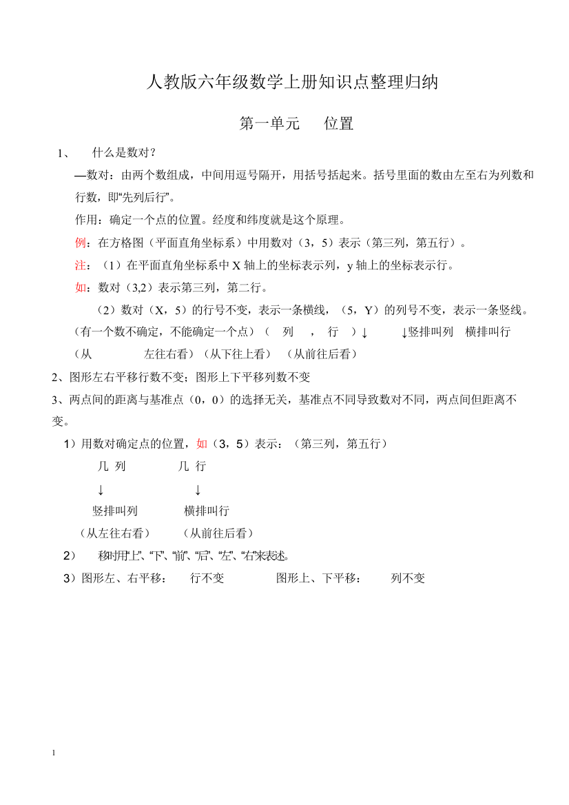 1-01人教版六年级数学上册知识点整理归纳84