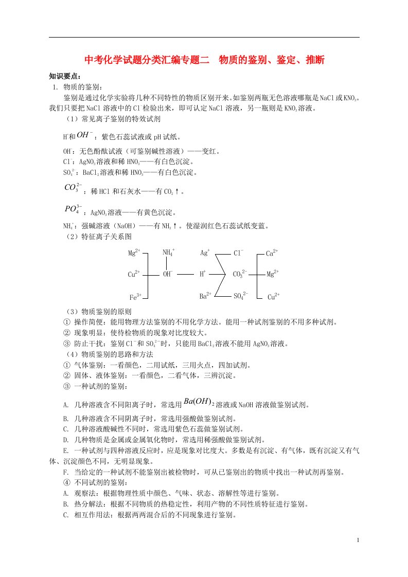 中考化学试题分类汇编专题二