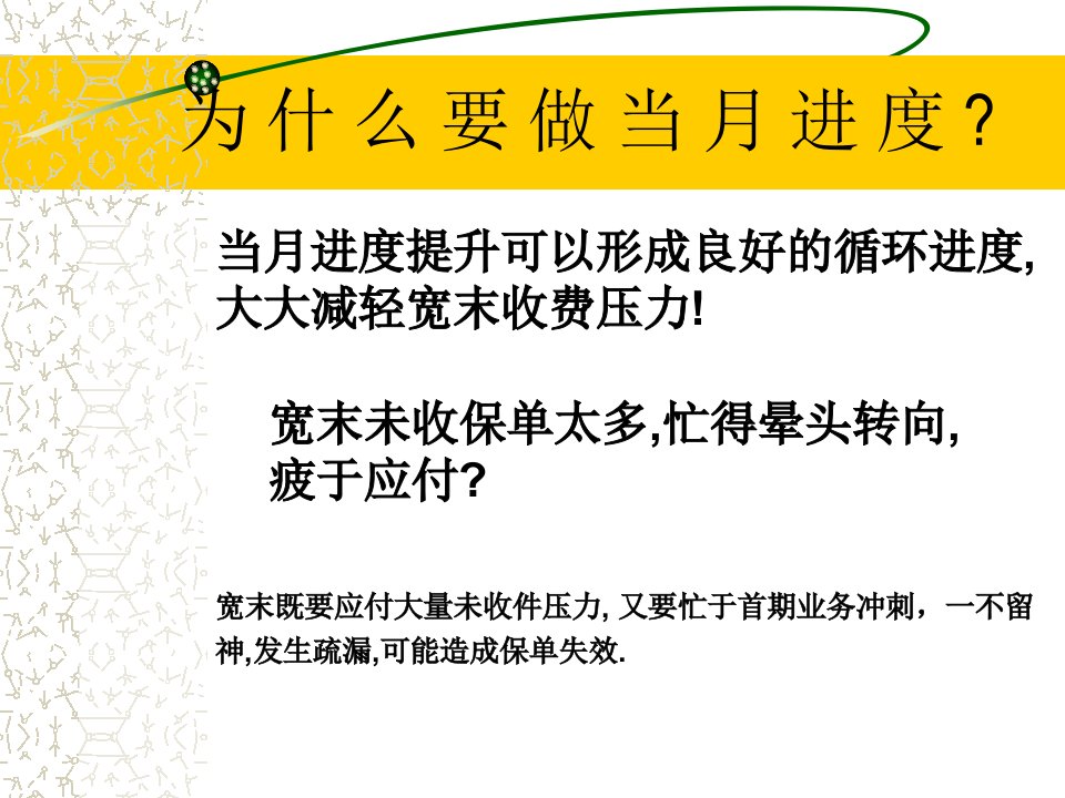 提升当月收费进度的意义保险公司续期保费部收展业务员早会分享激励专题培训PPT模板课件演示