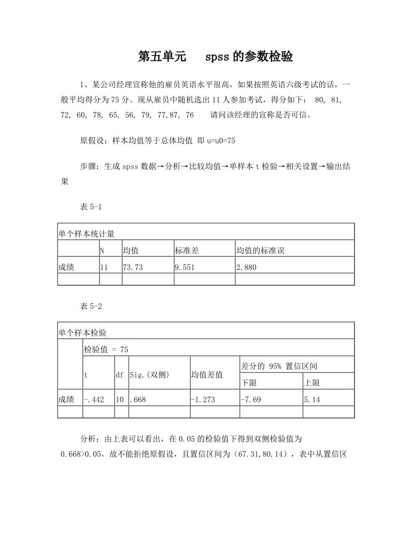 第五章+spss的参数检验