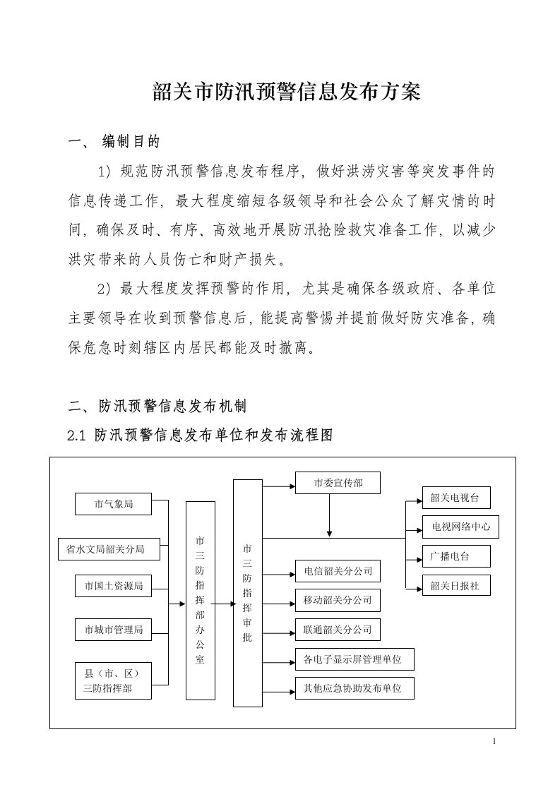 韶关防汛预警信息发布方案