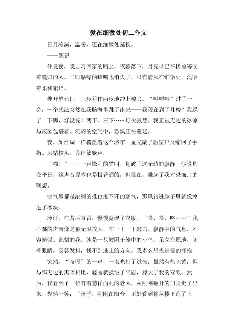 爱在细微处初二作文