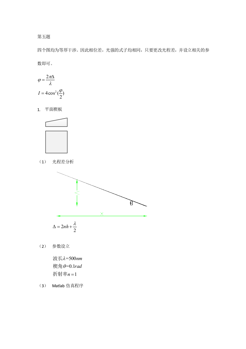 工程光学等厚干涉Matlab仿真