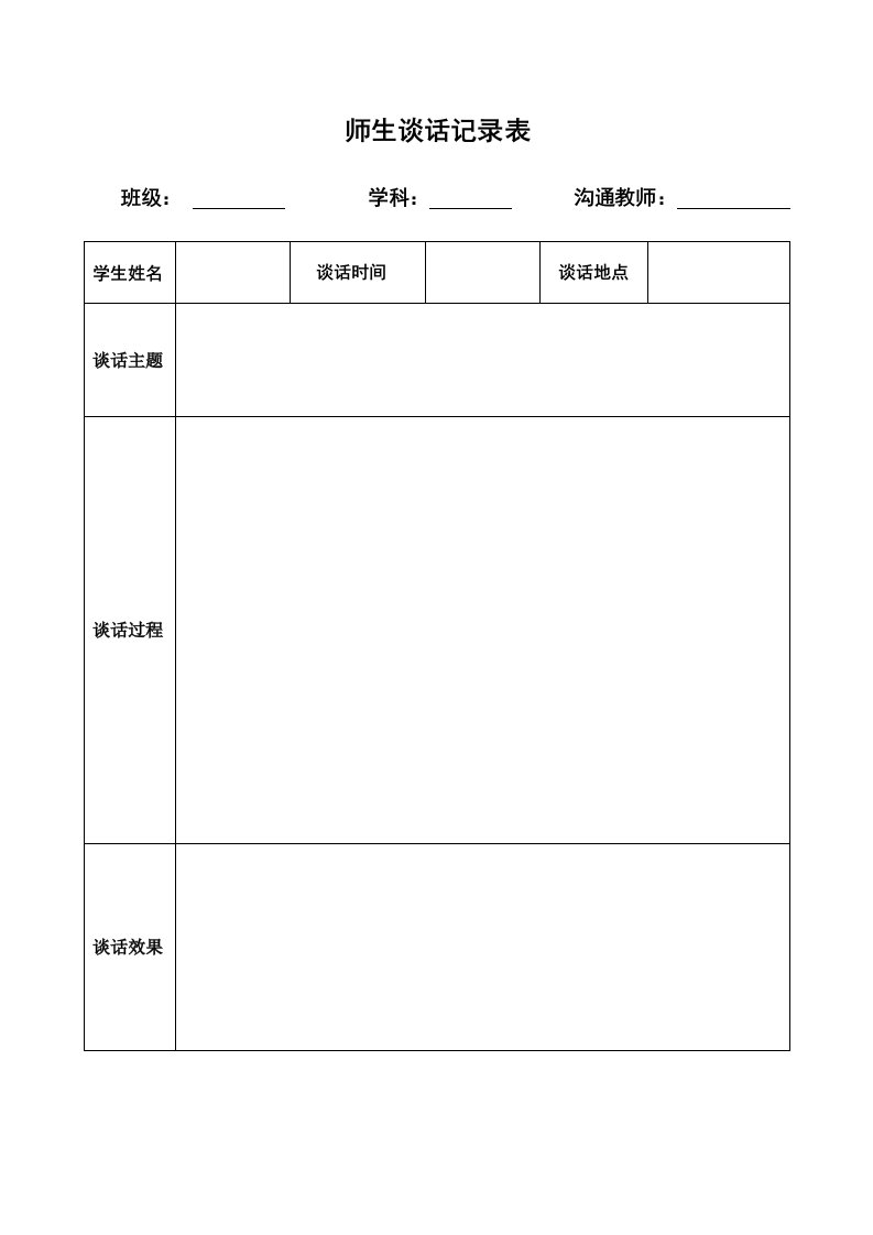 精品文档-23师生谈话记录表