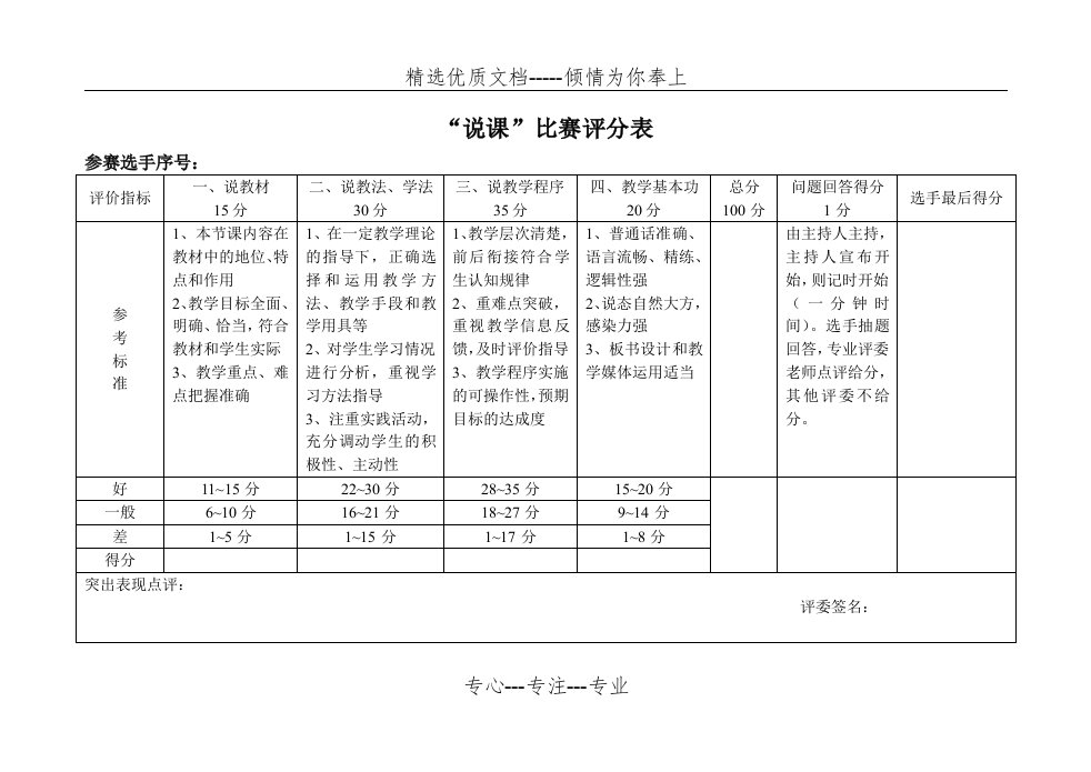 说课比赛评分标准表(共4页)