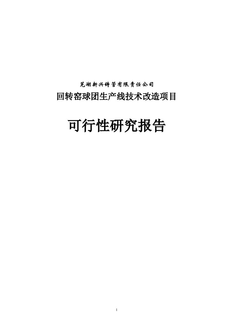 回转窑球团生产线技术改造项目可行性研究报告