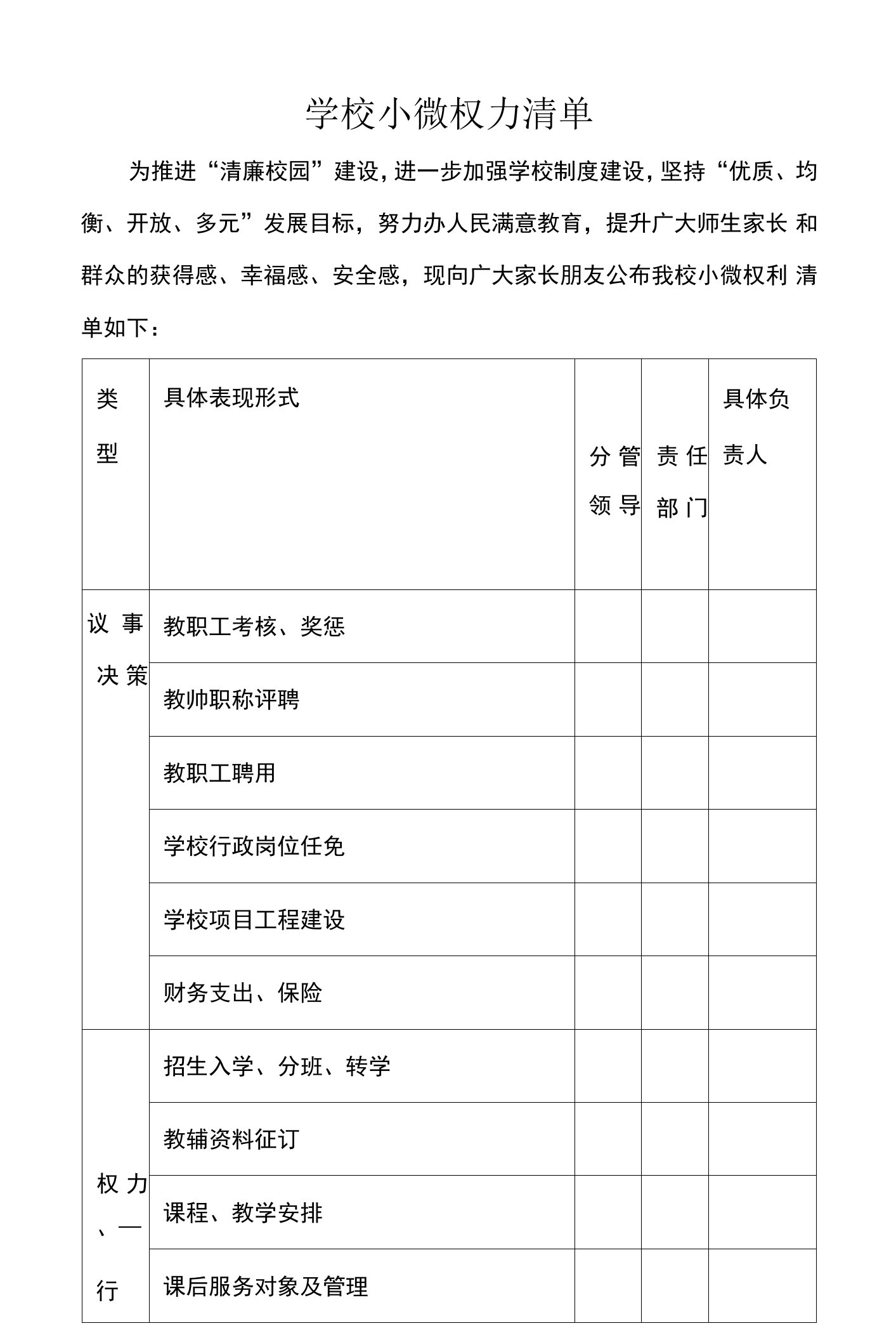 学校小微权力清单