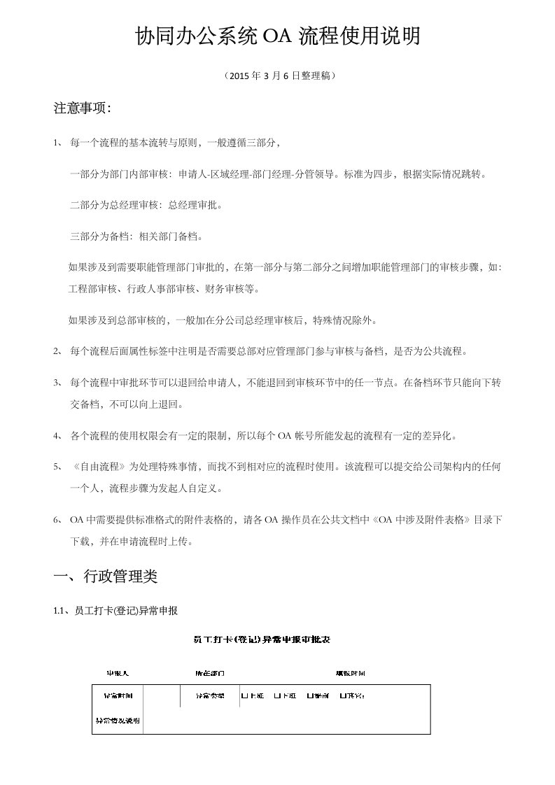 协同办公系统OA流程使用说明