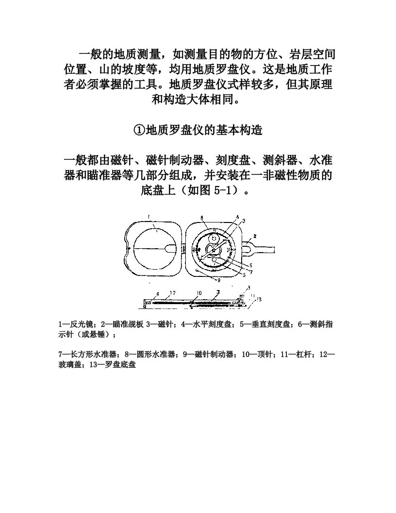 罗盘的使用及测量