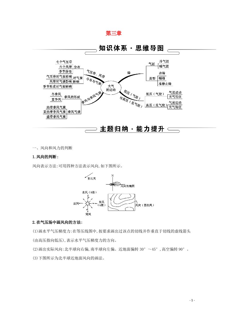 2020_2021学年新教材高中地理第三章大气的运动阶段提升课学案湘教版选择性必修一20210608210