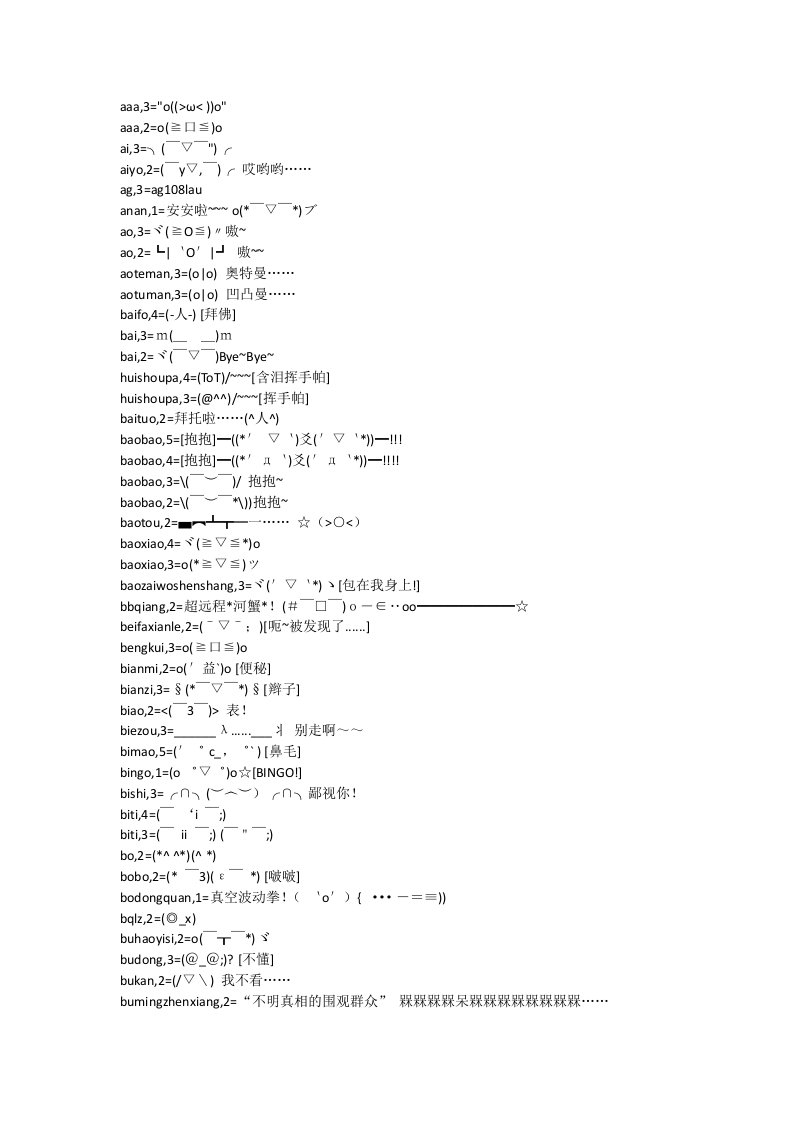 可爱的文字表情大全