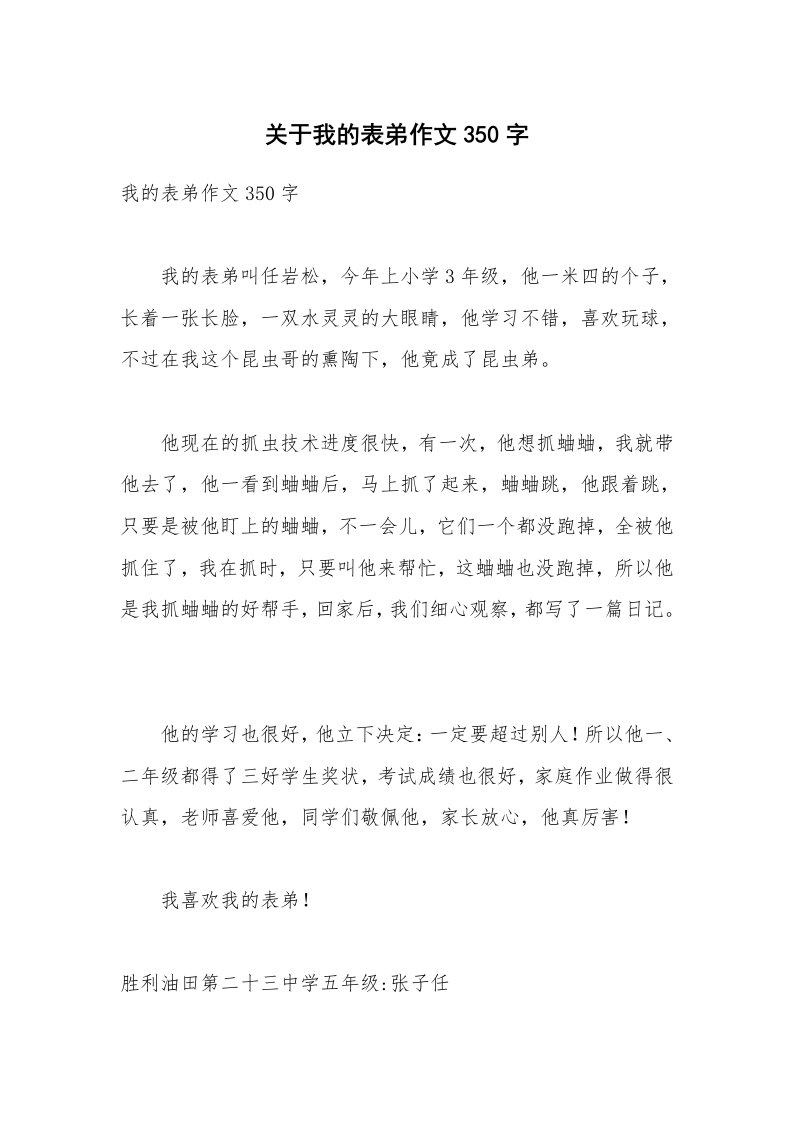 关于我的表弟作文350字