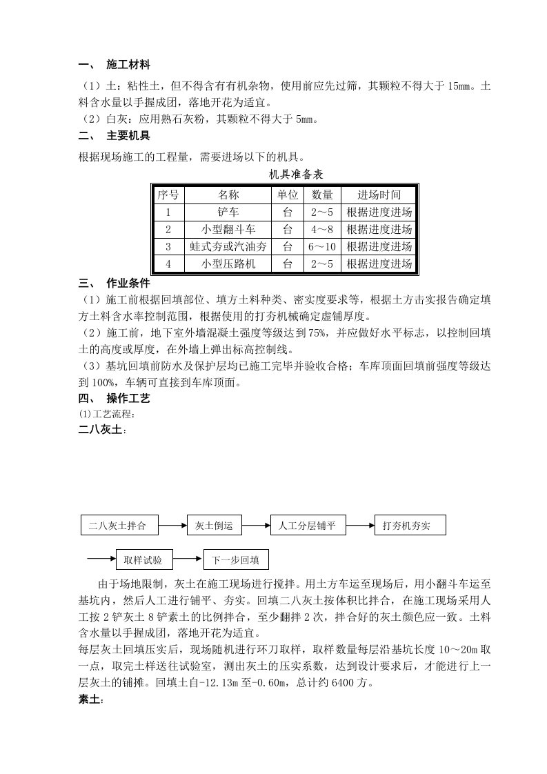 土方回填技术交底完成资料