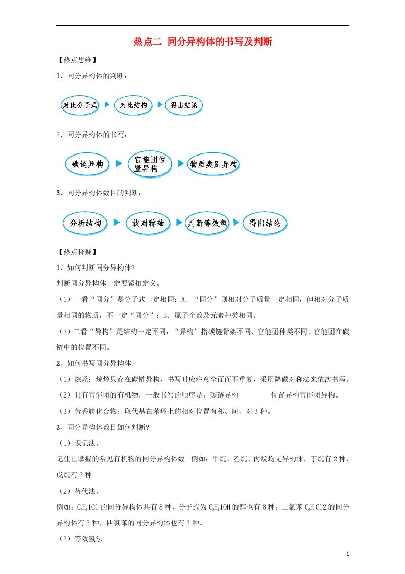 高考化学热点精讲精练之有机化学