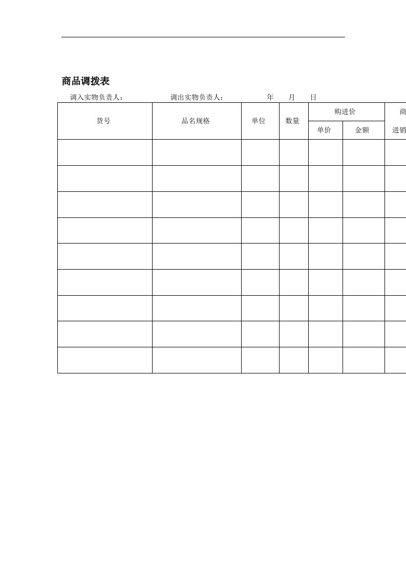 【管理精品】商品调拨表