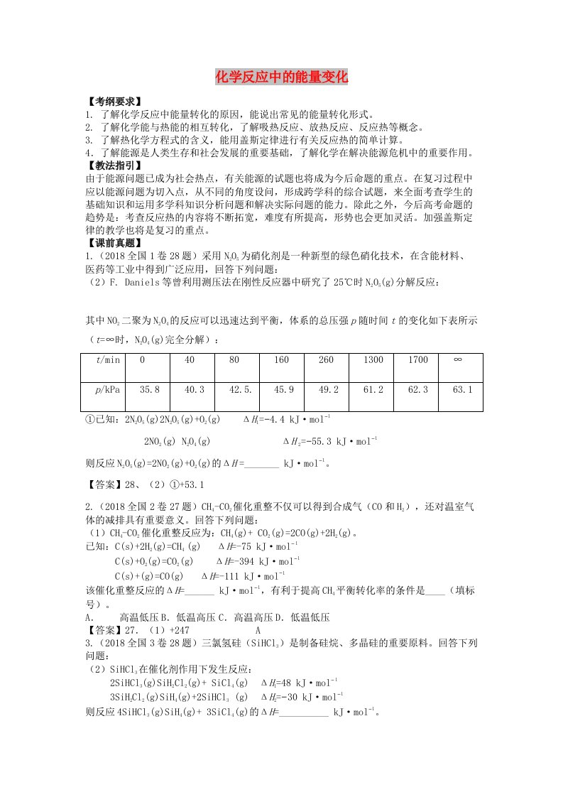 湖南省永州市2019年高考化学二轮复习