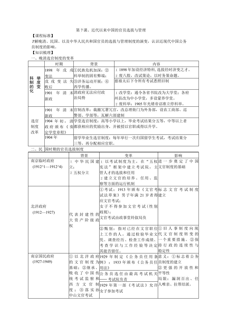 2021-2022学年部编版历史