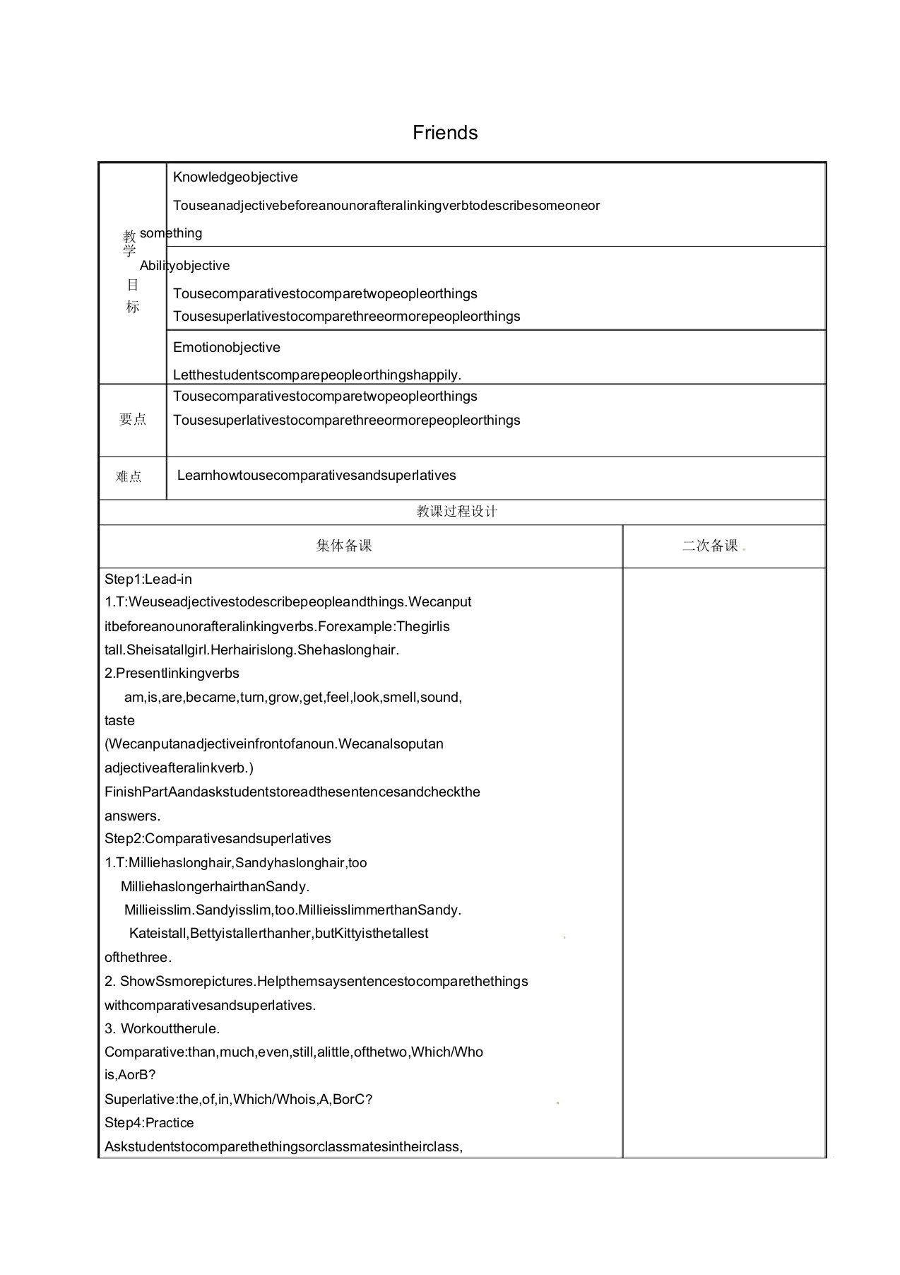 江苏省睢宁县李集第二中学八年级英语上册《Unit1FriendsGrammar》教案牛津版