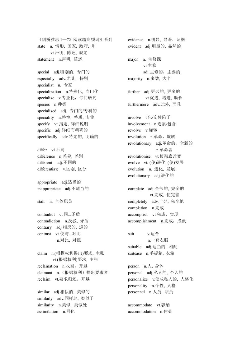 剑桥雅思1-7阅读超高频词汇系列zn