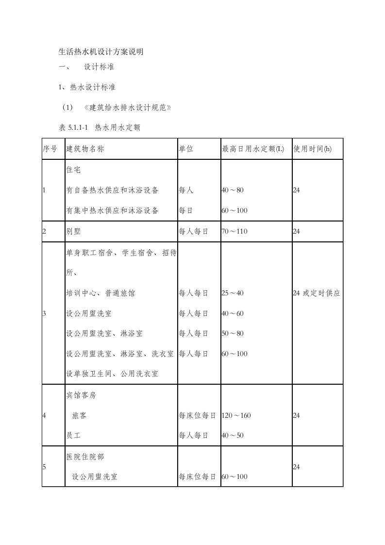 生活热水机设计方案说明