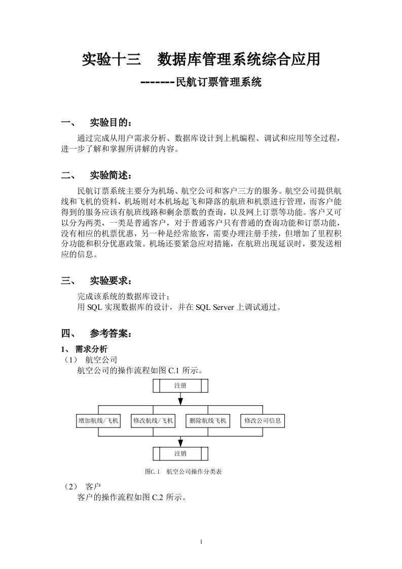 试验九民航订票管理系统