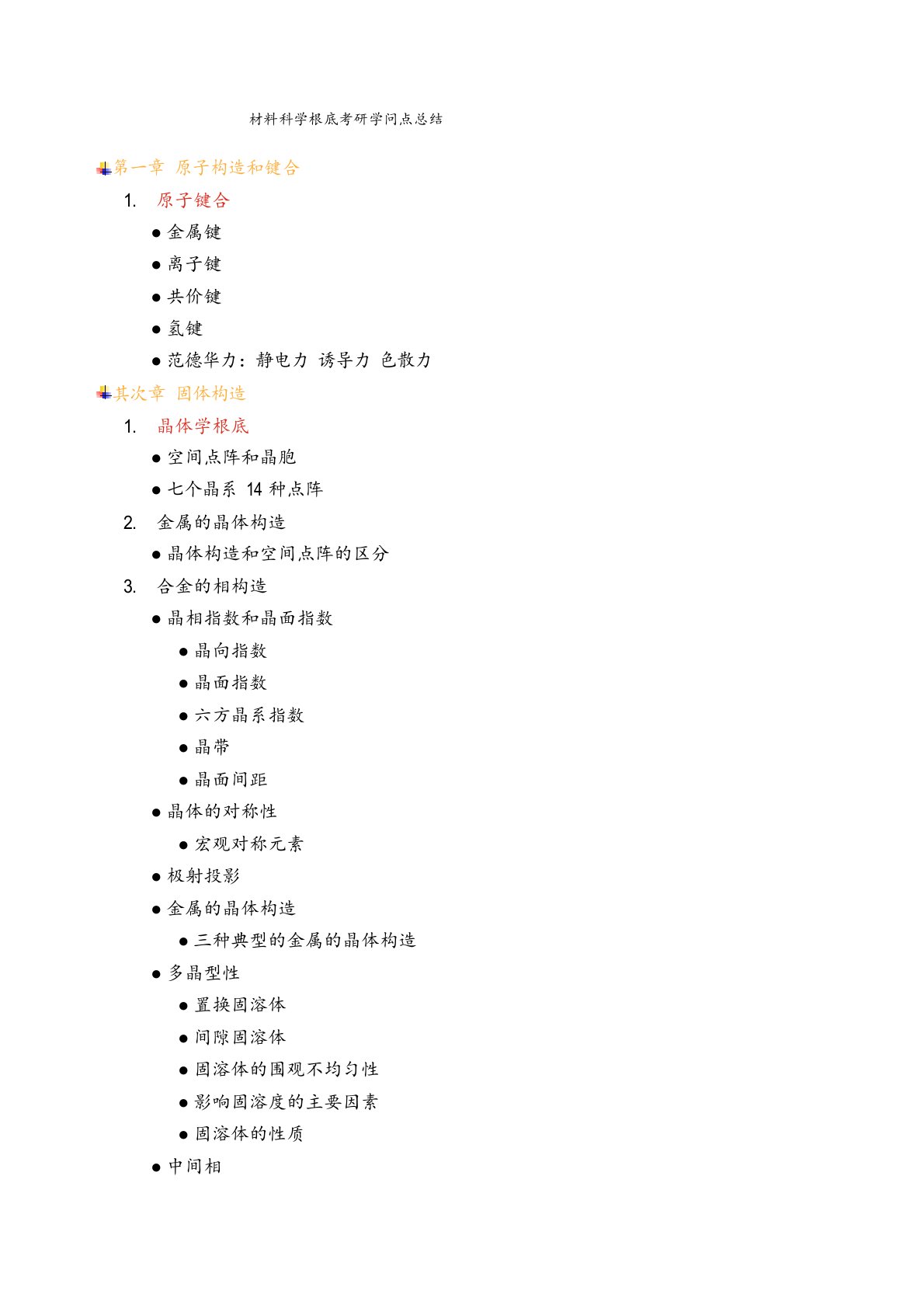 材料科学基础考研知识点总结