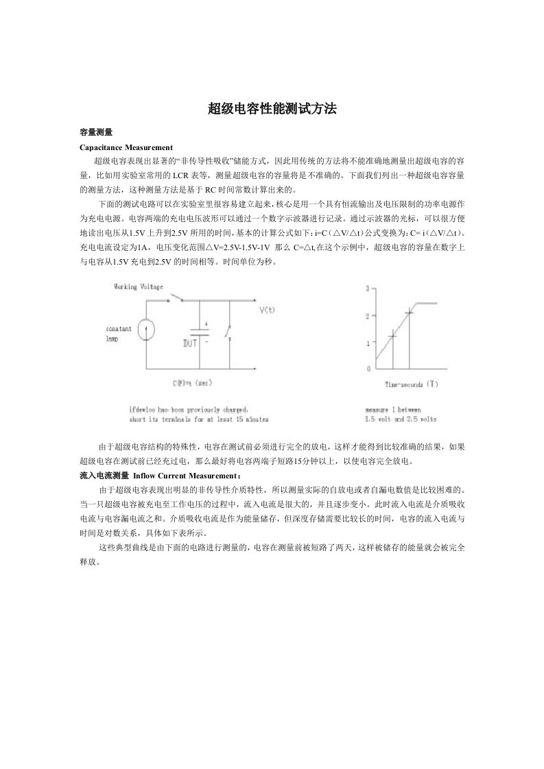 超级电容性能测试方法