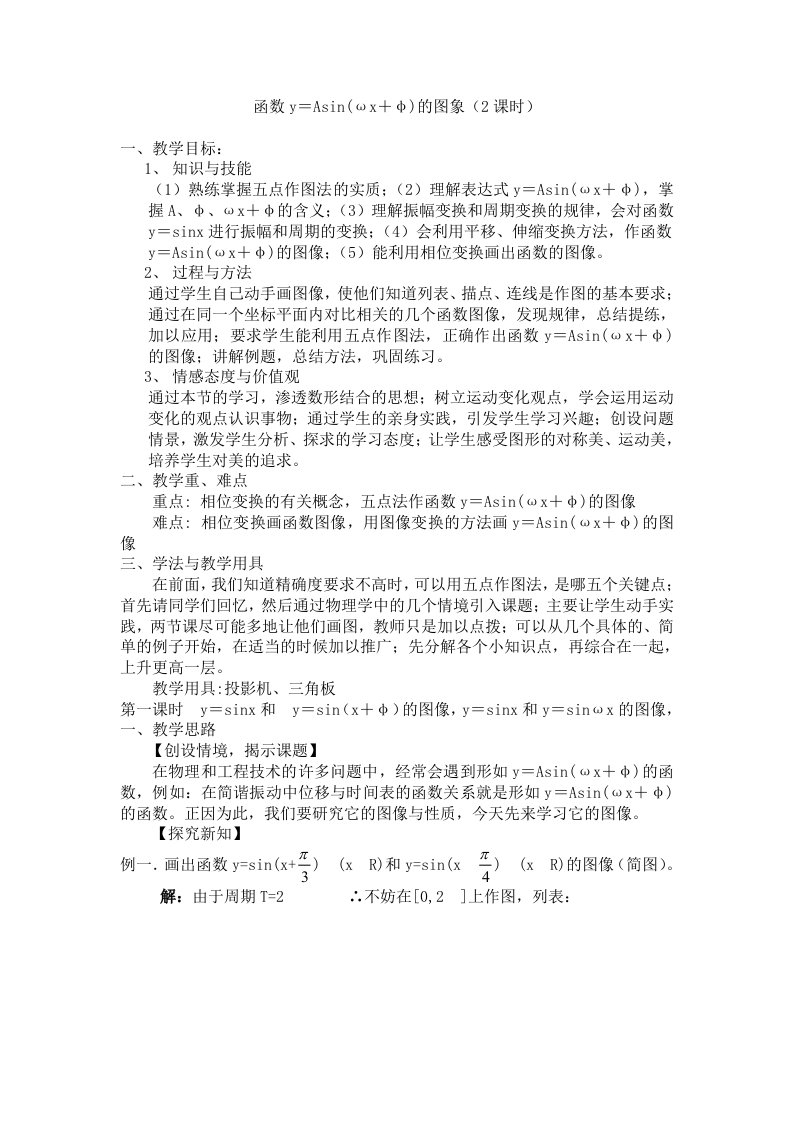 函数yAsin(ωxφ)的图象教学设计