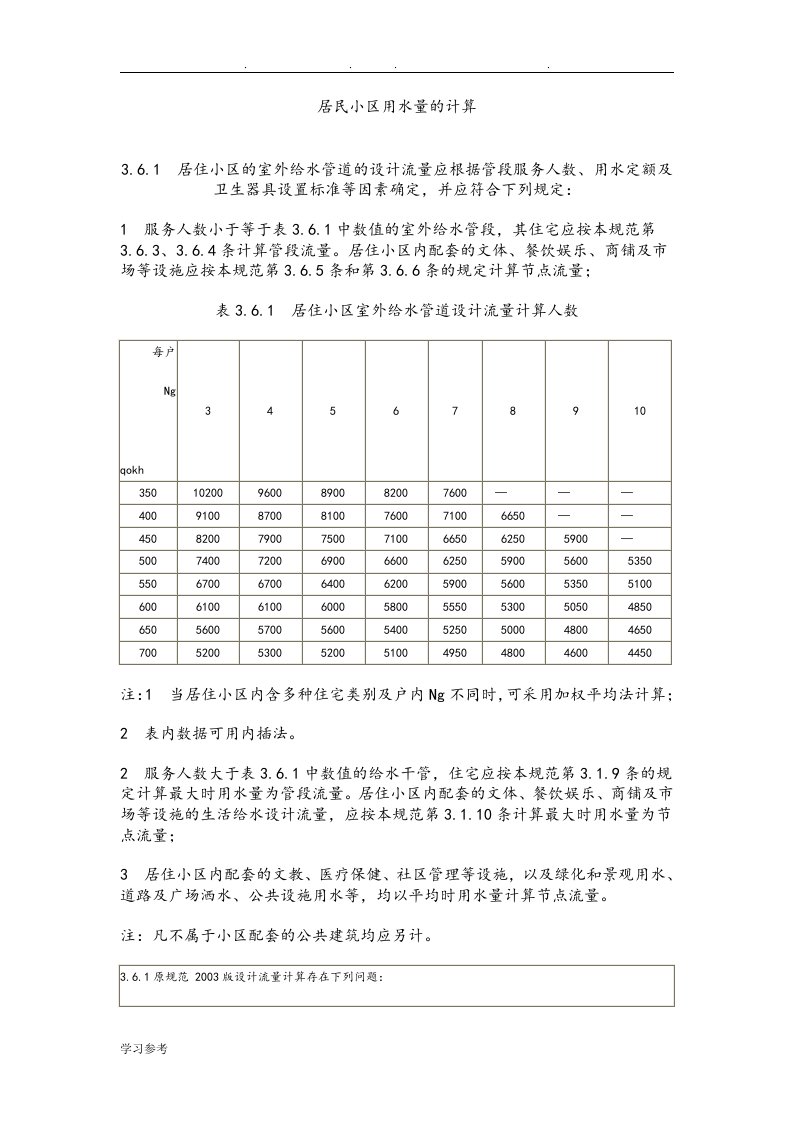 住宅小区用水量计算方法