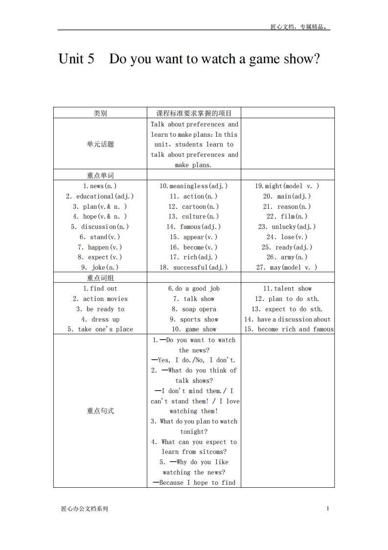 人教版八年级英语上册Unit5