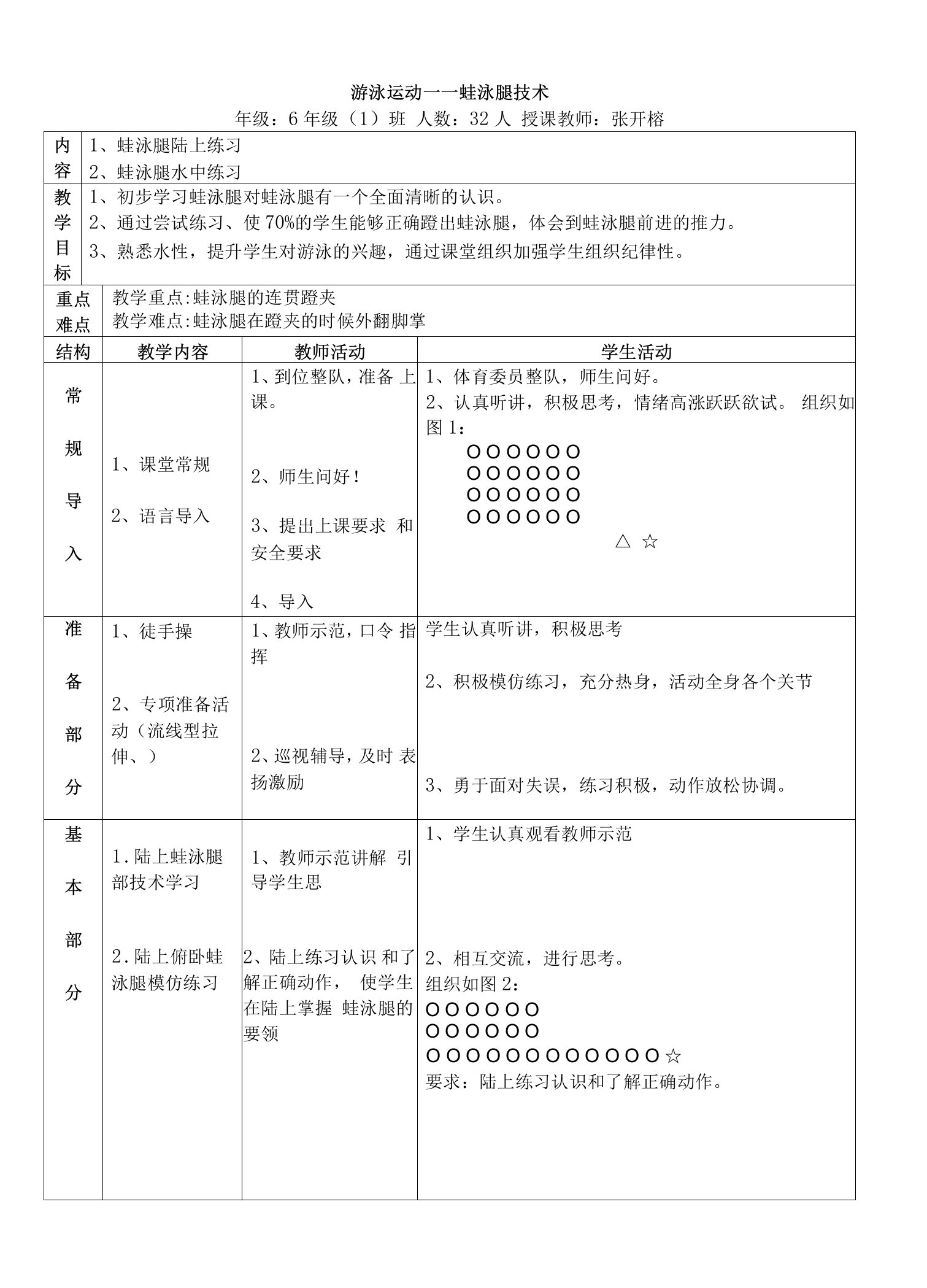 小学体育与健康人教5～6年级全一册第三部分体育运动技能小学体育蛙泳腿教案